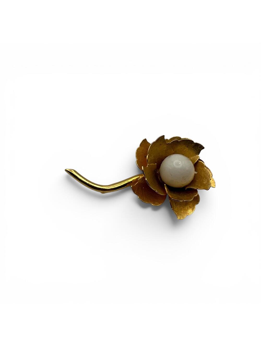 Castlecliff Gold Tone Floral Brooch with Faux Pearl Accent